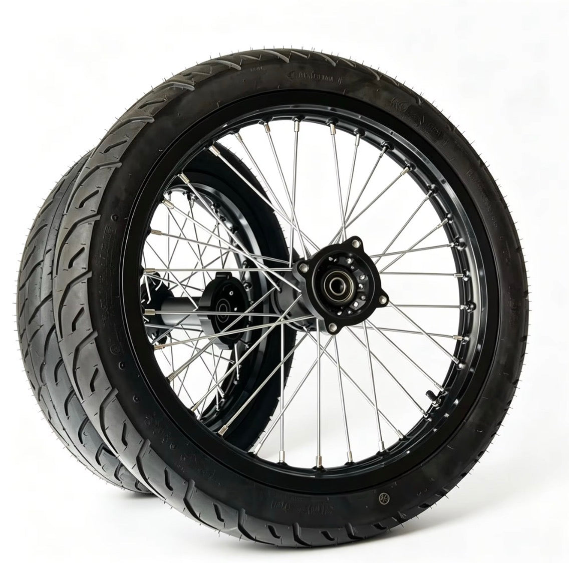 Chrome & Black 17/14 Supermoto Wheelsets - Strike Shadow/Yozma IN10 Pro