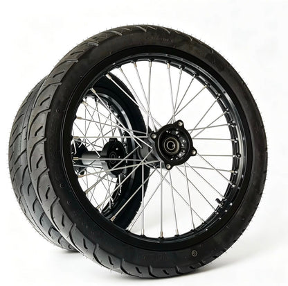 Chrome & Black 17/14 Supermoto Wheelsets - Strike Shadow/Yozma IN10 Pro