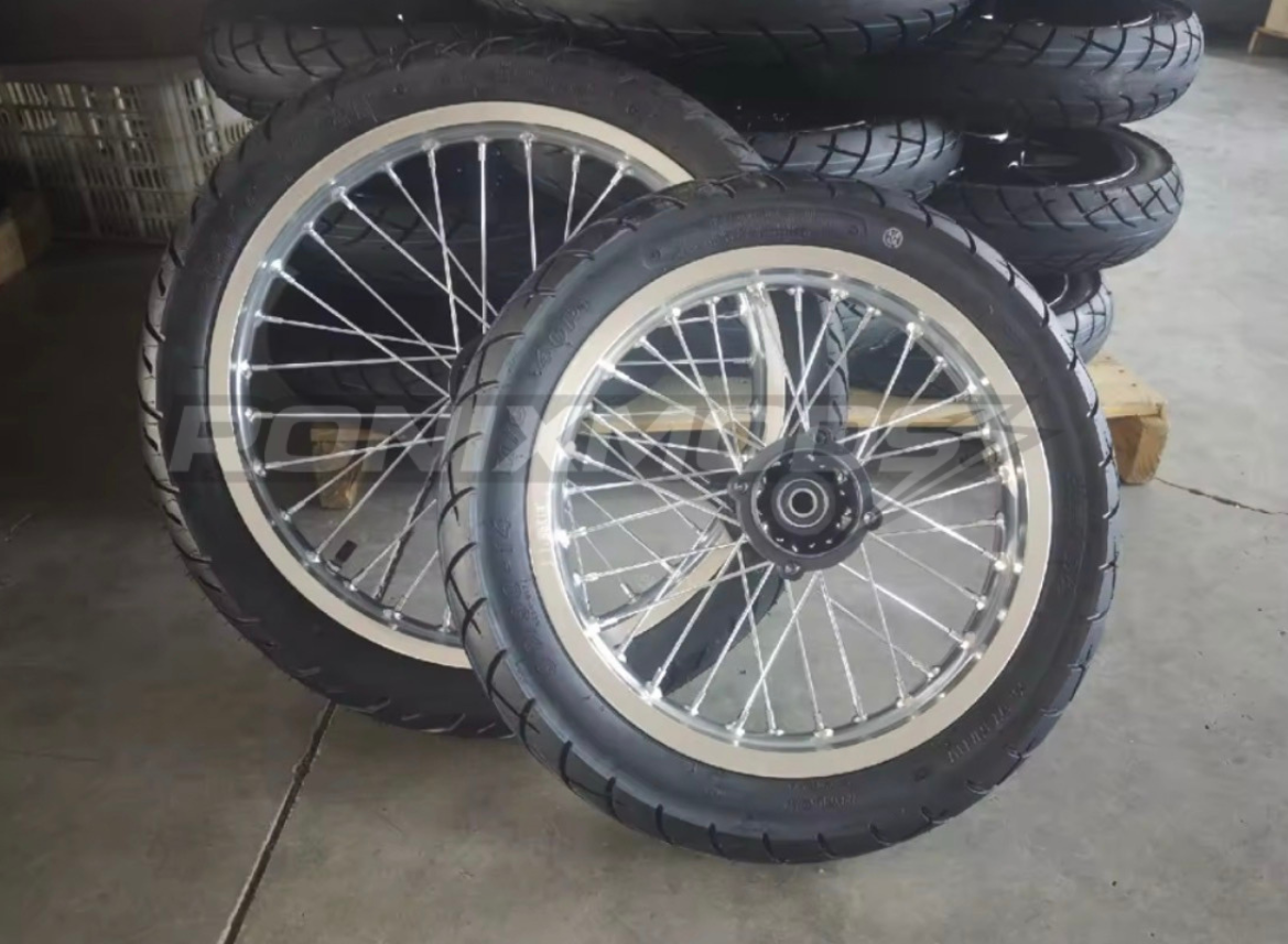 Chrome & Black 17/14 Supermoto Wheelsets - Strike Shadow/Yozma IN10 Pro