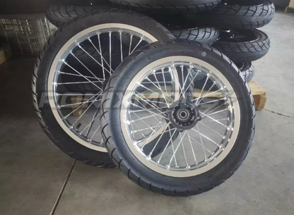 Chrome & Black 17/14 Supermoto Wheelsets - Strike Shadow/Yozma IN10 Pro